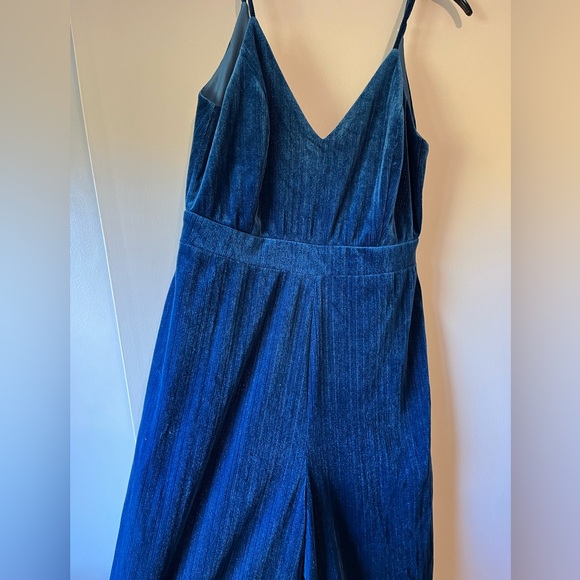 4SI3NNA blue velvet wide leg Jumpsuit size M - Picture 2 of 7